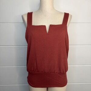 Buckle Day Trip XL Textured V Wire Tank Top Smocked Front Tie Back NEW